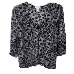 Isela Open One Button Front Long Sleeve Eyelash Cardigan‎ Size M